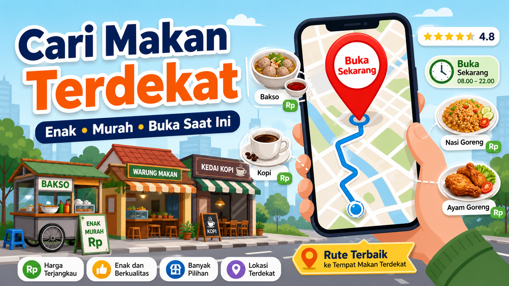 Cara Cari Makan Terdekat yang Enak, Murah, dan Buka Saat Ini - makan
