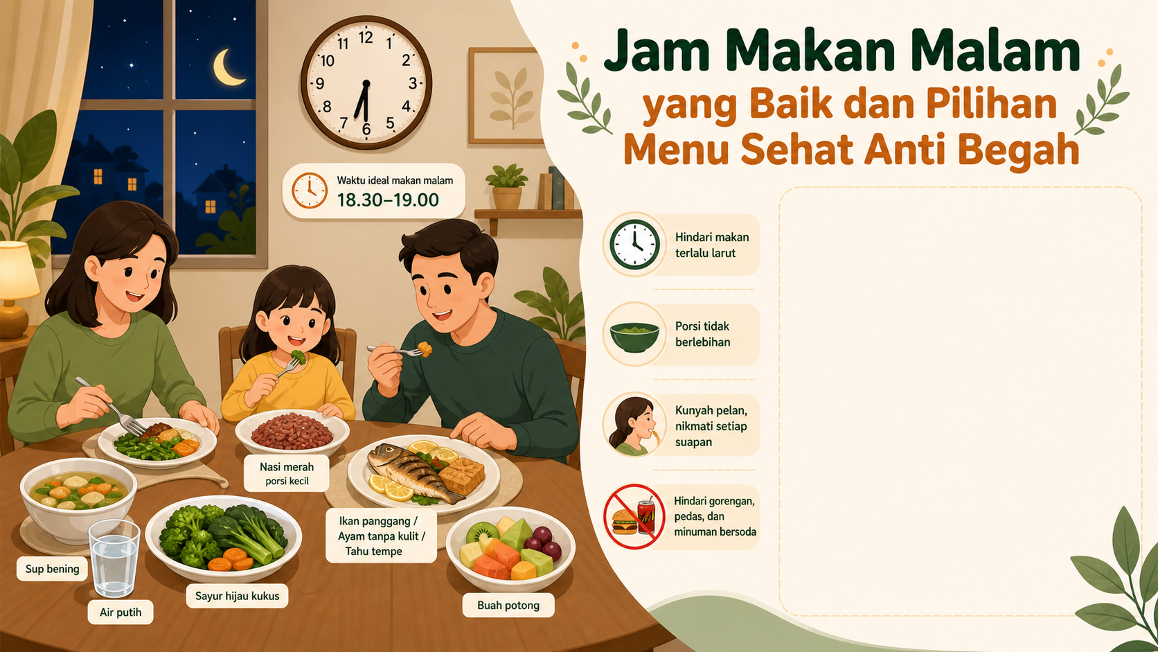 Jam Makan Malam yang Baik dan Pilihan Menu Sehat Anti Begah - makan