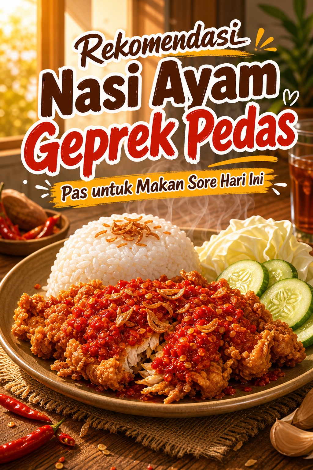 Rekomendasi Nasi Ayam Geprek Pedas, Pas untuk Makan Sore Hari Ini - geprek