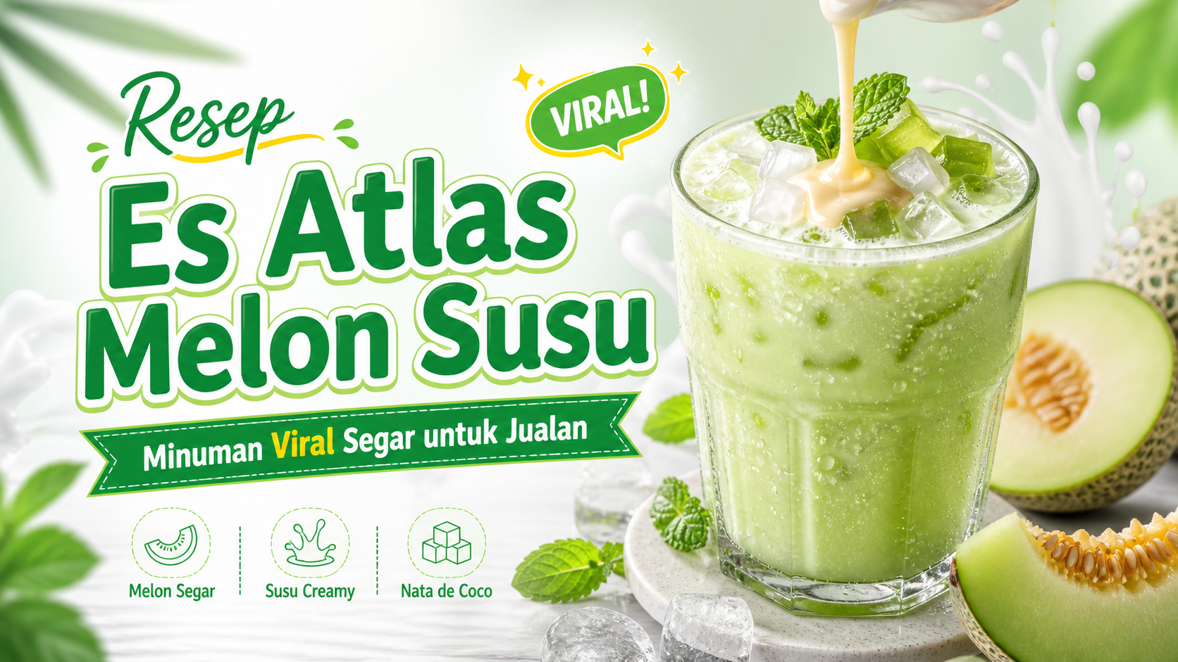 atlas - Resep Es Atlas Melon Susu, Minuman Viral Segar untuk Jualan