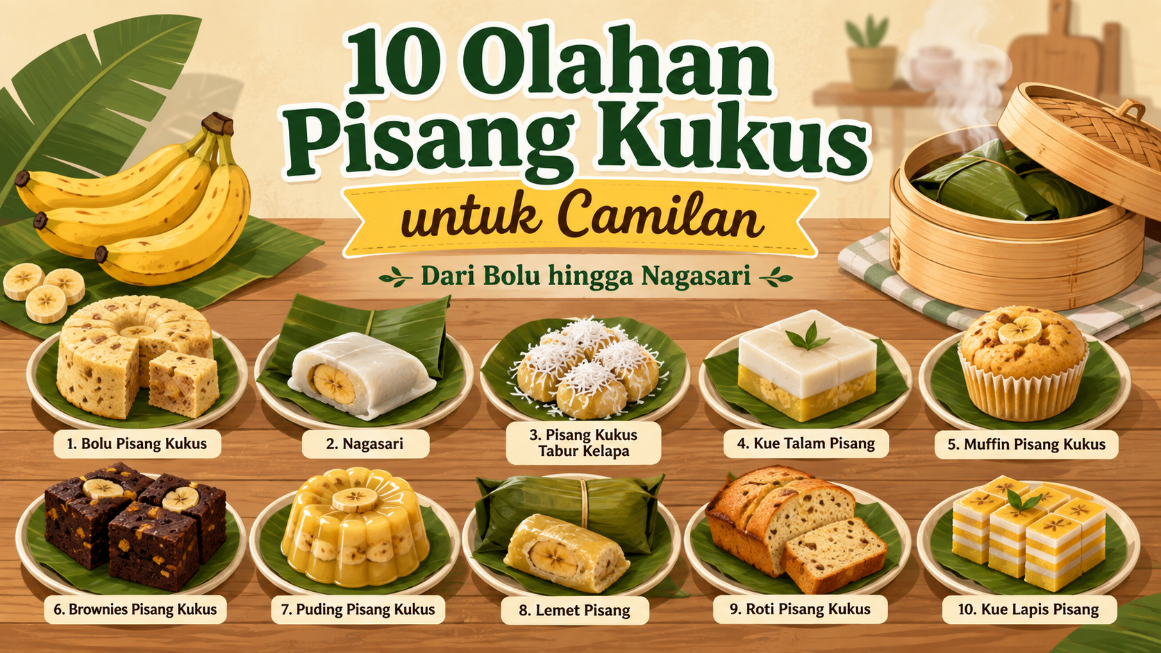 10 Olahan Pisang Kukus untuk Camilan, dari Bolu hingga Nagasari - pisang